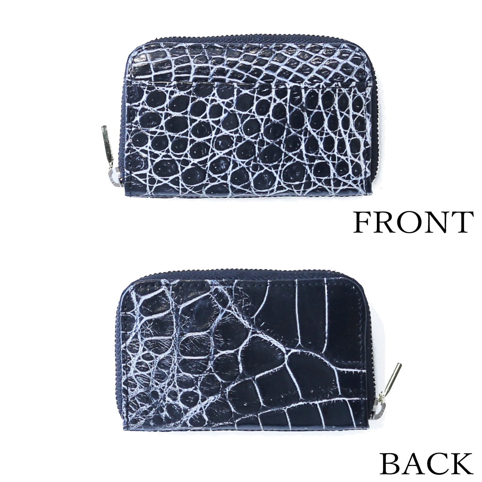 クロコダイル革 ラウンドファスナー マルチパース 小銭入れ