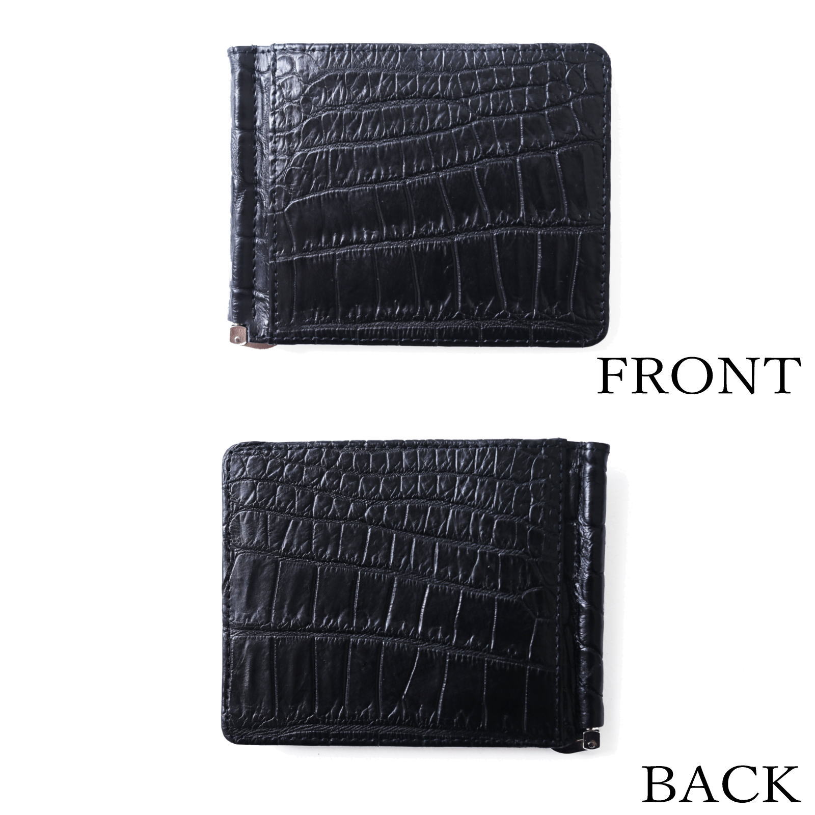 クロコダイル革 レザーマネークリップ 札ばさみ | 手染めクロコダイル