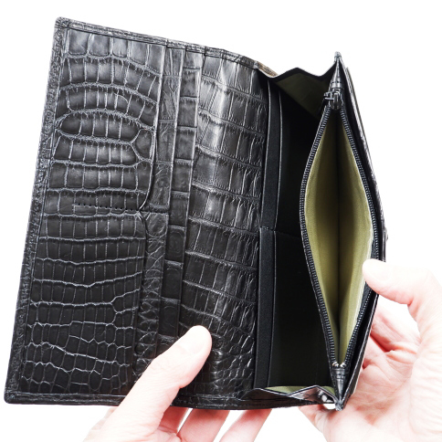 クロコダイル 長財布 ナイルクロコダイル革 H金具 長財布 | 手染めクロコダイル革財布