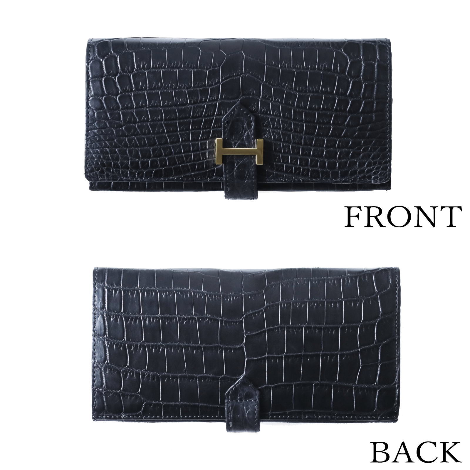 ナイルクロコダイル革 H金具 長財布 | 手染めクロコダイル革財布